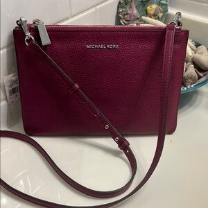 Michael Kors Garnet Leather Double Zip Crossbody Bag NWT